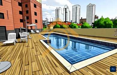 Imagem: O apartamento possui 2 Dormitórios, 1 Banheiro, 1 Vaga na garagem