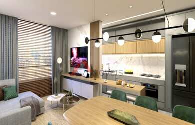 Imagem: O apartamento possui 1 Dormitório, 1 Suíte, 2 Banheiros, 1