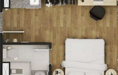 Imagem: A kitnet possui 1 Dormitório, 1 Banheiro, 19m² de Área Privada