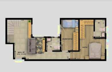 Imagem: O apartamento na cobertura possui 2 Dormitórios, 1 Suíte