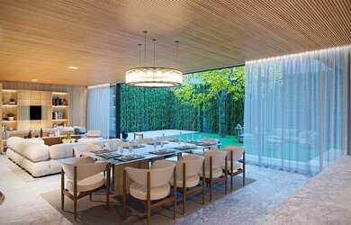 Imagem: A casa em condomínio possui 4 Dormitórios, 4 Suítes, 7 Banheiros