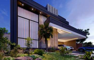 Imagem: A casa em condomínio possui 4 Dormitórios, 4 Suítes, 5 Banheiros