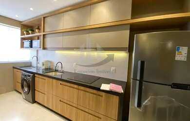 Imagem: O studio possui 1 Dormitório, 1 Banheiro, 34m² de Área e