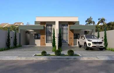 Imagem: A casa possui 3 Dormitórios, 2 Banheiros, 2 Vagas na garagem