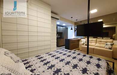 Imagem: O apartamento possui 1 Dormitório, 1 Banheiro, 1 Vaga na garagem