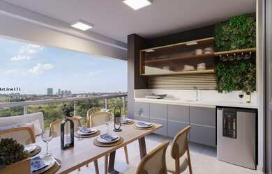 Imagem: O apartamento possui 1 Dormitório, 1 Banheiro, 1 Vaga na garagem