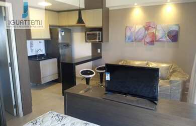 Imagem: O apartamento possui 1 Dormitório, 1 Banheiro, 1 Vaga na garagem