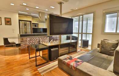 Imagem: O apartamento possui 1 Dormitório, 2 Banheiros, 2 Vagas na