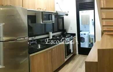 Imagem: O apartamento possui 1 Dormitório, 1 Banheiro, 1 Vaga na garagem