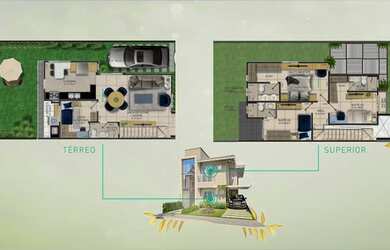 Imagem: A casa possui 4 Dormitórios, 4 Banheiros, 2 Vagas na garagem