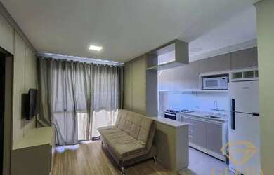 Imagem: O apartamento possui 1 Dormitório, 1 Banheiro, 1 Vaga na garagem