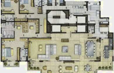 Imagem: O apartamento na cobertura possui 3 Dormitórios, 5 Banheiros