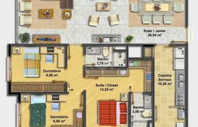 Imagem 2: Apartamento para Venda - 96m², 3 dormitórios, sendo 1 suites, 2 vagas - Higienópolis