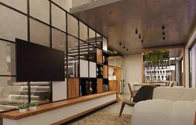 Imagem: O apartamento possui 1 Dormitório, 2 Banheiros, 1 Vaga na garagem