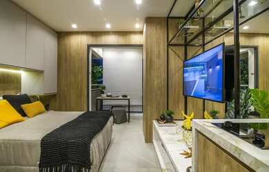 Imagem: O studio possui 1 Dormitório, 1 Banheiro, 30m² de Área e