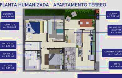Imagem: O apartamento possui 2 Dormitórios, 1 Banheiro, 1 Vaga na garagem