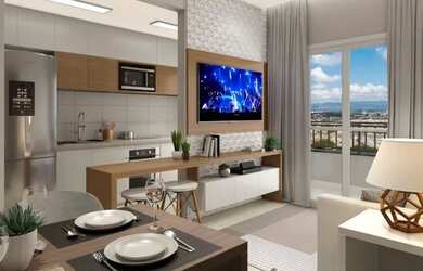 Imagem: O apartamento possui 2 Dormitórios, 1 Banheiro, 1 Vaga na garagem