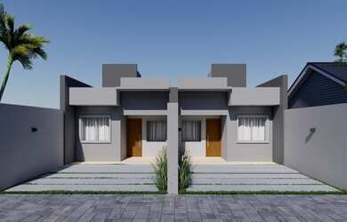 Imagem: A casa possui 2 Dormitórios, 1 Banheiro, 2 Vagas na garagem