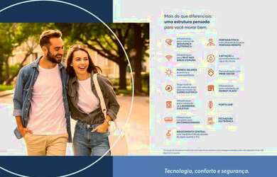 Imagem: O apartamento possui 2 Dormitórios, 1 Banheiro, 1 Vaga na garagem