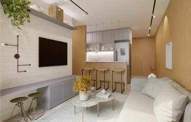 Imagem: O apartamento possui 1 Dormitório, 1 Banheiro, 1 Vaga na garagem