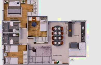 Imagem: O apartamento na cobertura possui 3 Dormitórios, 4 Banheiros