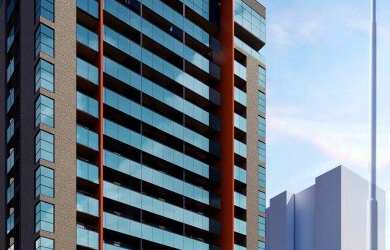 Imagem: O apartamento possui 1 Dormitório, 1 Banheiro, 1 Vaga na garagem