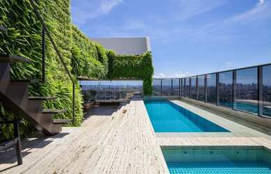 Imagem: O apartamento na cobertura possui 3 Dormitórios, 5 Banheiros