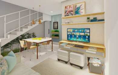 Imagem: A casa em condomínio possui 2 Dormitórios, 2 Banheiros, 2