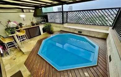 Imagem: O apartamento na cobertura possui 3 Dormitórios, 5 Banheiros