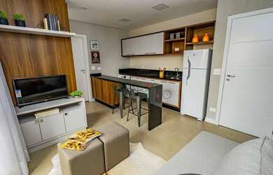 Imagem: O apartamento possui 1 Dormitório, 1 Banheiro, 34m² de Área