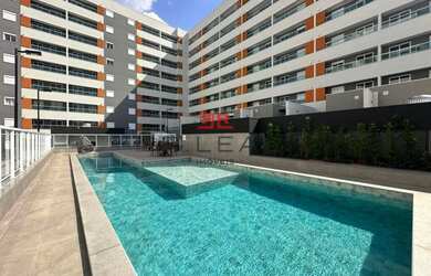 Imagem: O apartamento possui 1 Dormitório, 1 Banheiro, 1 Vaga na garagem