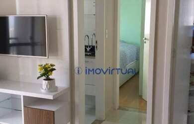 Imagem: O apartamento possui 1 Dormitório, 1 Banheiro, 2 Vagas na garagem