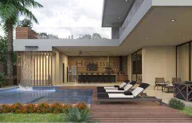 Imagem: A casa em condomínio possui 5 Dormitórios, 5 Banheiros, 2