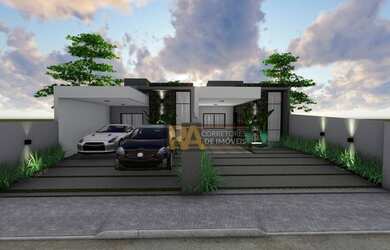 Imagem: A casa possui 3 Dormitórios, 1 Banheiro, 2 Vagas na garagem