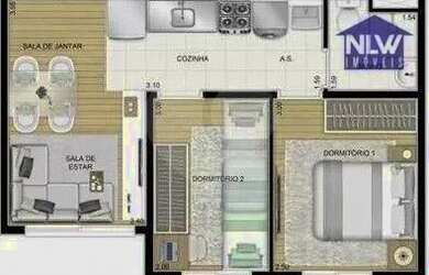 Imagem: O apartamento possui 2 Dormitórios, 1 Banheiro, 32m² de Área