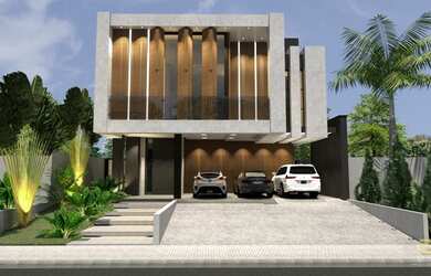 Imagem: A casa possui 4 Dormitórios, 4 Banheiros, 3 Vagas na garagem