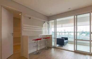 Imagem: O apartamento possui 1 Dormitório, 2 Banheiros, 1 Vaga na garagem