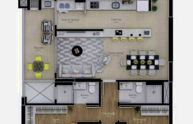 Imagem: O apartamento possui 3 Dormitórios, 2 Banheiros, 1 Vaga na