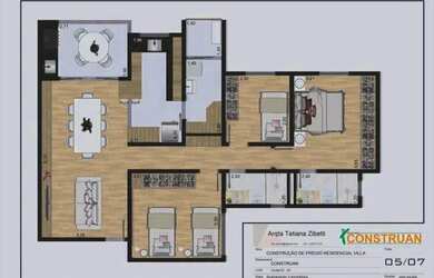 Imagem: O apartamento possui 3 Dormitórios, 2 Banheiros, 2 Vagas na
