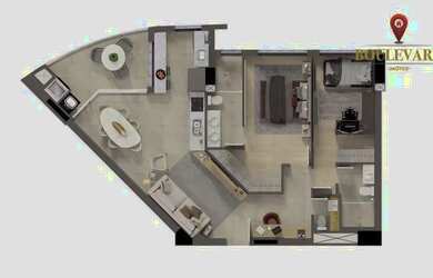 Imagem: O apartamento possui 2 Dormitórios, 3 Banheiros, 1 Vaga na