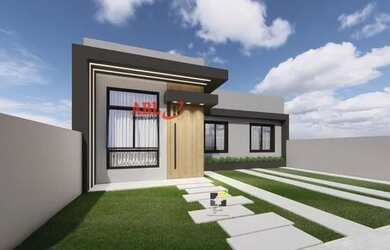 Imagem: A casa possui 3 Dormitórios, 1 Banheiro, 2 Vagas na garagem