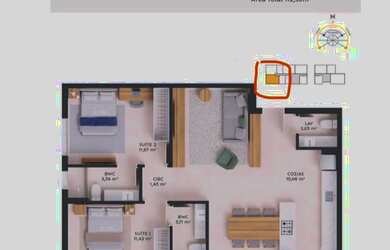 Imagem: O apartamento possui 2 Dormitórios, 3 Banheiros, 1 Vaga na