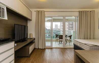 Imagem: O apartamento possui 1 Dormitório, 1 Banheiro, 1 Vaga na garagem