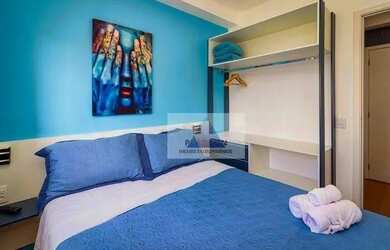 Imagem: O apartamento possui 1 Dormitório, 1 Banheiro, 1 Vaga na garagem