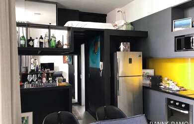 Imagem: O apartamento possui 1 Dormitório, 1 Banheiro, 1 Vaga na garagem