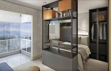 Imagem: O studio possui 1 Dormitório, 1 Banheiro, 27m² de Área e