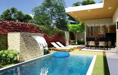 Imagem: A casa possui 4 Dormitórios, 4 Banheiros, 5 Vagas na garagem