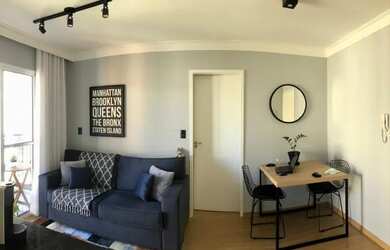 Imagem: O apartamento possui 1 Dormitório, 1 Banheiro, 1 Vaga na garagem