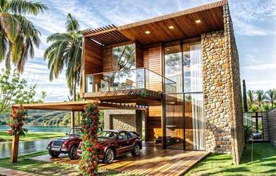 Imagem: A casa em condomínio possui 4 Dormitórios, 4 Banheiros, 2