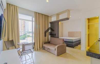 Imagem: O apartamento possui 1 Dormitório, 1 Banheiro, 1 Vaga na garagem